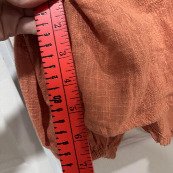 Free People Zuri Ruffle Blouse Open Back In Ginger Spice Size Small S Orange - Picture 8 of 9